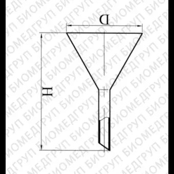 Воронка лабораторная, стекло, d 85 мм, h 100 мм, Россия, 3768