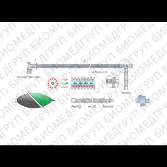 Контур дыхательный анестезиологический коаксиальный гофрированный ?22 мм 180 см, с мешком Б/л 2 л и лимбом 90 см  Mederen