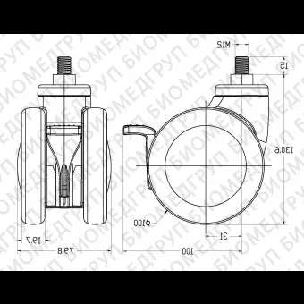 Поворотный колесо MYSD100B062M12X1504